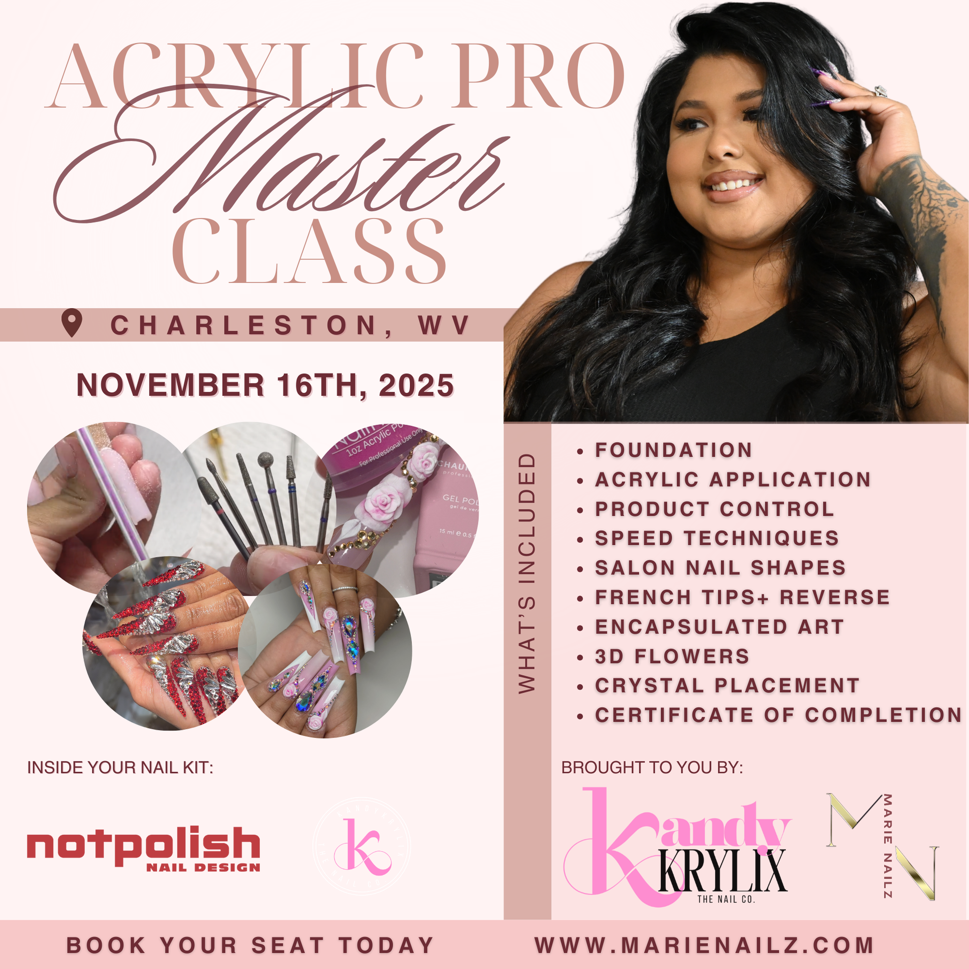 Acrylic Pro Master Class: Charleston, WV - Marie Nailz