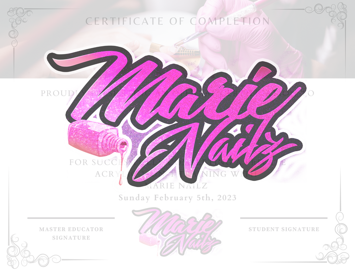 Print & Signed Class Certificate - Marie Nailz